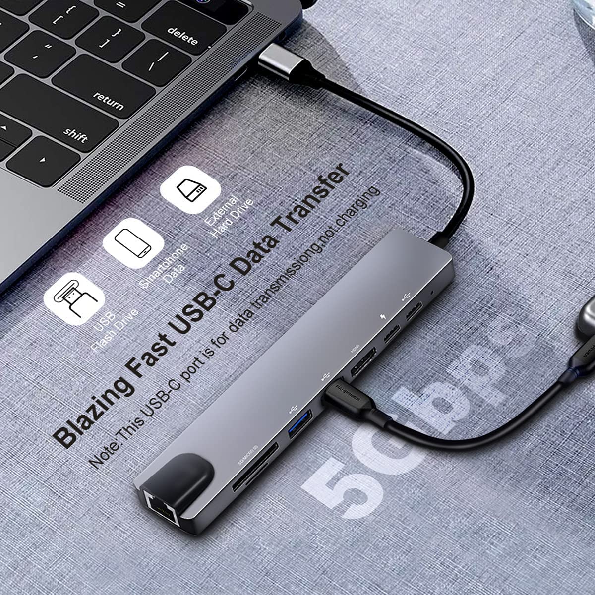 High-Performance 8-in-1 USB C Hub Dock Station for Electronics & Gaming