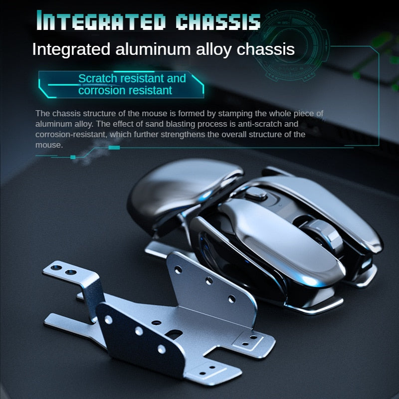 Metal Wireless Gaming Mouse | Rechargeable | 1600DPI | Fast Response