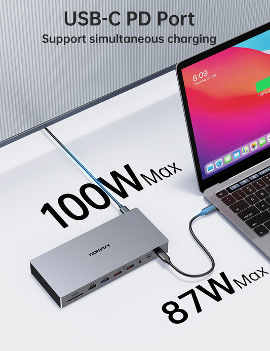 15-in-1 Triple Monitor USB C Laptop Docking Station | Ultimate Multi-Port Connectivity Solution