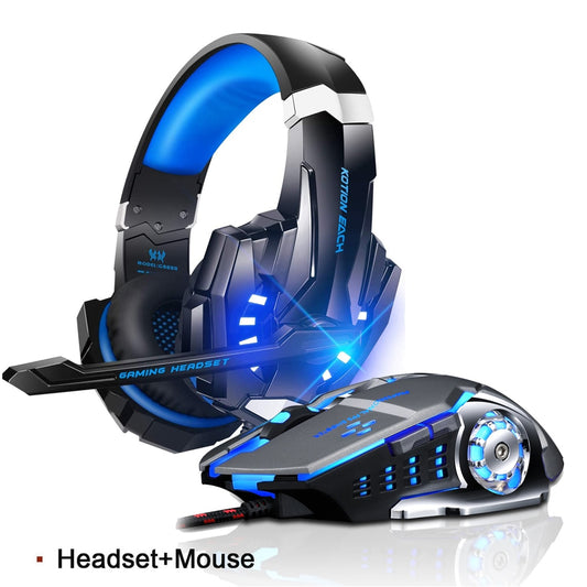 Gaming Headset with Microphone, Deep Bass Stereo + Gaming Mouse - Complete Gaming Gear Set