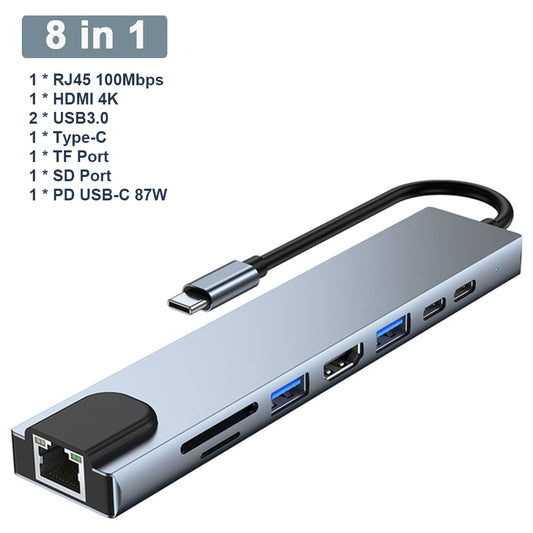 High-Performance 8-in-1 USB C Hub Dock Station for Electronics & Gaming