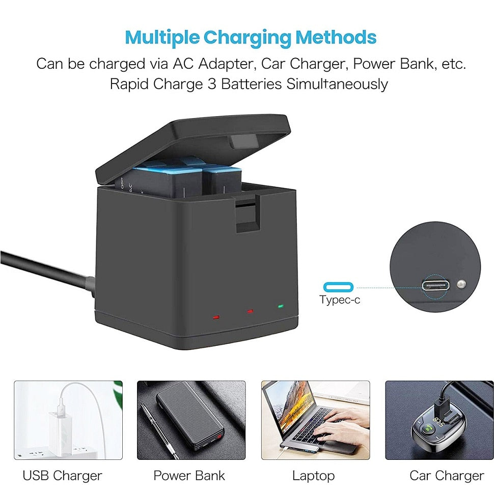 GoPro 11 10 9 Fast Charger Storage 1850mAh Rechargeable Battery | Efficient Power Solution