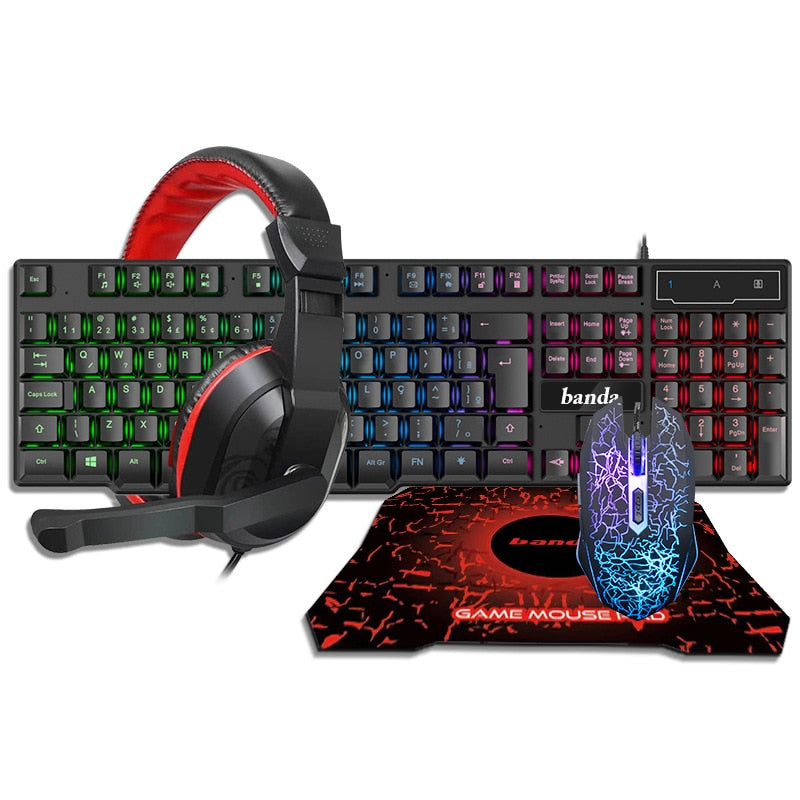 Gaming Keyboard Mouse LED Breathing Backlight Ergonomics Pro