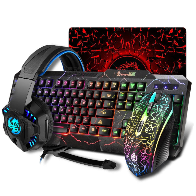 Gaming Keyboard Mouse LED Breathing Backlight Ergonomics Pro