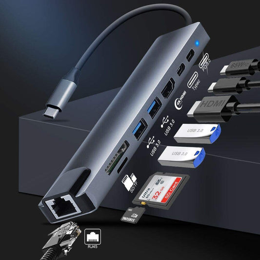 High-Performance 8-in-1 USB C Hub Dock Station for Electronics & Gaming